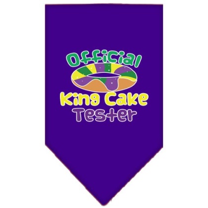 King Cake Taster Screen Print Mardi Gras Bandana Purple Large