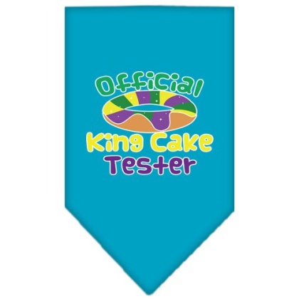 King Cake Taster Screen Print Mardi Gras Bandana Turquoise Large