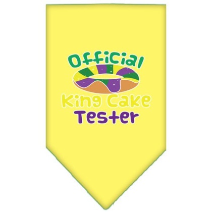 King Cake Taster Screen Print Mardi Gras Bandana Yellow Large