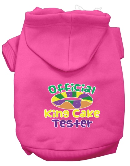 King Cake Taster Screen Print Mardi Gras Dog Hoodie Bright Pink L