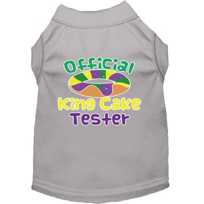 King Cake Taster Screen Print Mardi Gras Dog Shirt Grey Lg
