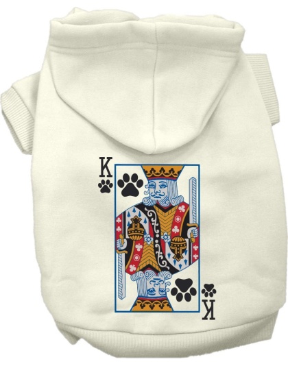 King of Clubs Costume Screen Print Dog Hoodie Cream Size XS