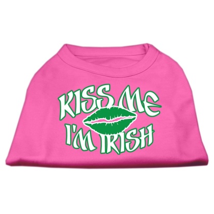 Kiss Me I'm Irish Screen Print Shirt Bright Pink Lg