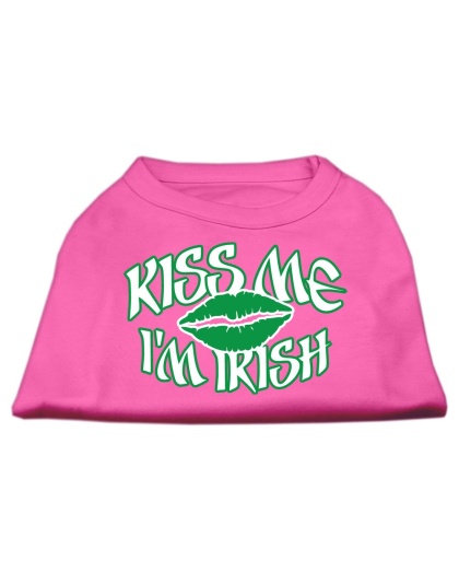 Kiss Me I'm Irish Screen Print Shirt Bright Pink Lg