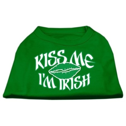 Kiss Me I'm Irish Screen Print Shirt Emerald Green Lg