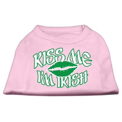 Kiss Me I'm Irish Screen Print Shirt Light Pink Lg