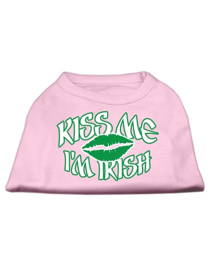 Kiss Me I'm Irish Screen Print Shirt Light Pink Lg