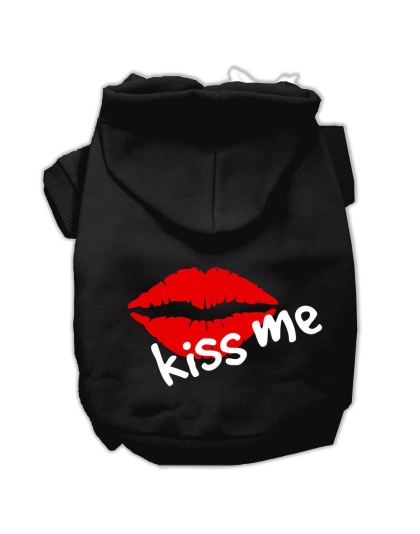 Kiss Me Screen Print Pet Hoodies Black Size Lg