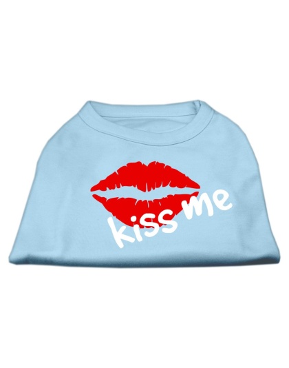 Kiss Me Screen Print Shirt Baby Blue Lg