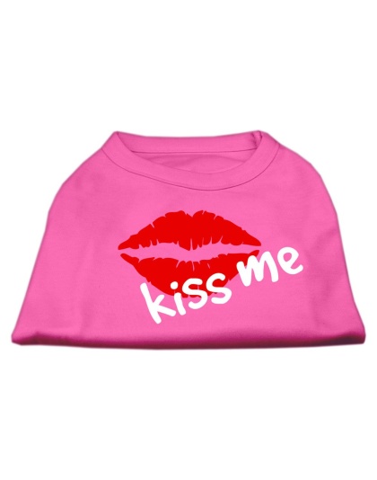 Kiss Me Screen Print Shirt Bright Pink Lg