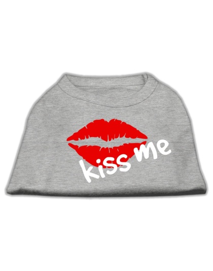 Kiss Me Screen Print Shirt Grey Lg