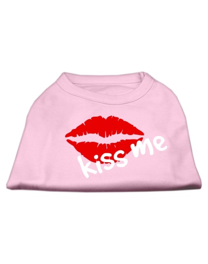 Kiss Me Screen Print Shirt Light Pink Lg