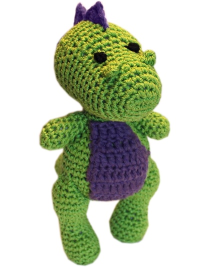 Knit Knacks Dex the T-Rex Organic Cotton Small Dog Toy