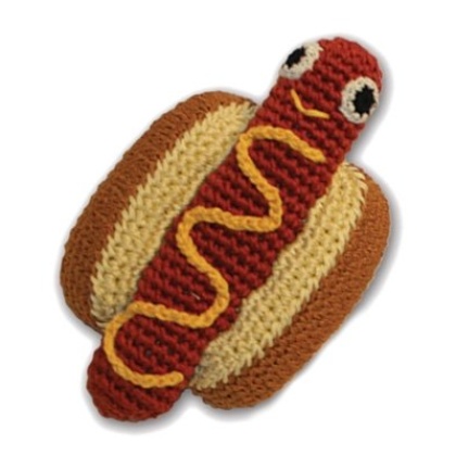 Knit Knacks Hot Dog Organic Cotton Small Dog Toy