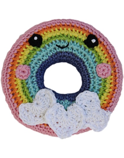 Knit Knacks Rainbow Donut Organic Cotton Small Dog Toy