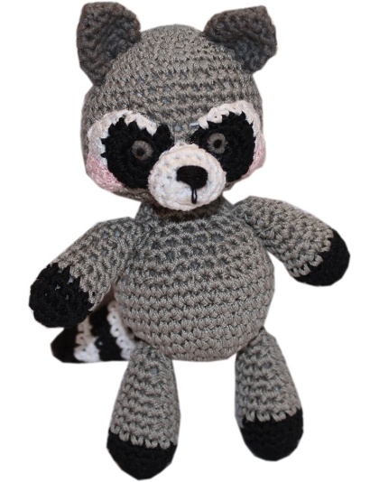 Knit Knacks Rowdy The Trash Panda Raccoon  Organic Cotton Small Dog Toy