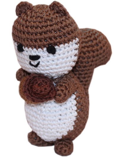Knit Knacks Slappy the Happy Squirrel Organic Cotton Small Dog Toy