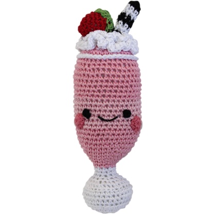 Knit Knacks Strawberry Milkshake Organic Cotton Small Dog Toy