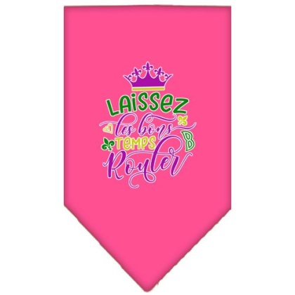 Laissez Les Bons Temps Rouler Screen Print Mardi Gras Bandana Bright Pink Large