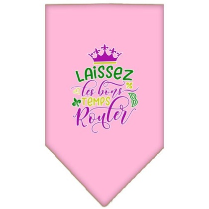 Laissez Les Bons Temps Rouler Screen Print Mardi Gras Bandana Light Pink Large