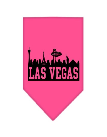 Las Vegas Skyline Screen Print Bandana Bright Pink Large