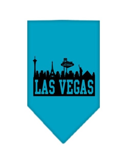 Las Vegas Skyline Screen Print Bandana Turquoise Large