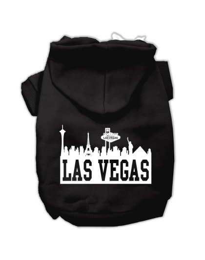 Las Vegas Skyline Screen Print Pet Hoodies Black Size Lg
