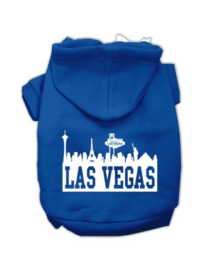 Las Vegas Skyline Screen Print Pet Hoodies Blue Size Lg
