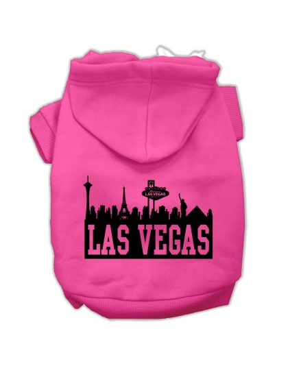 Las Vegas Skyline Screen Print Pet Hoodies Bright Pink Size Lg