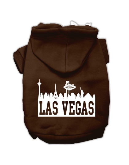 Las Vegas Skyline Screen Print Pet Hoodies Brown Size Lg