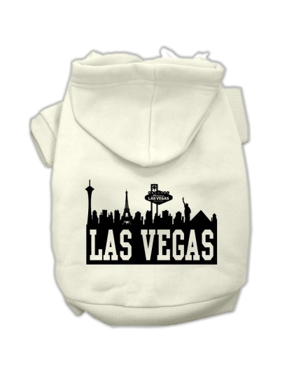 Las Vegas Skyline Screen Print Pet Hoodies Cream Size Lg