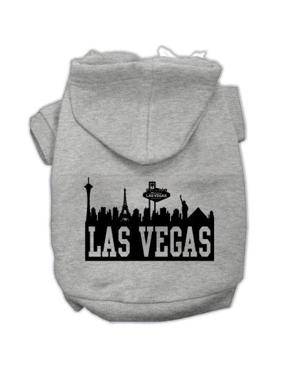 Las Vegas Skyline Screen Print Pet Hoodies Grey Size Lg