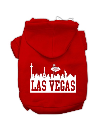 Las Vegas Skyline Screen Print Pet Hoodies Red Size Lg