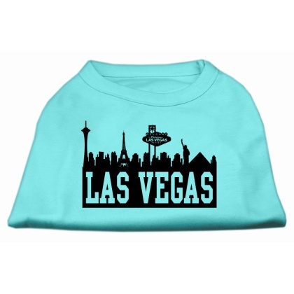 Las Vegas Skyline Screen Print Shirt Aqua Lg