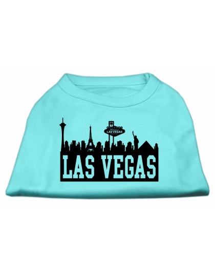 Las Vegas Skyline Screen Print Shirt Aqua Lg