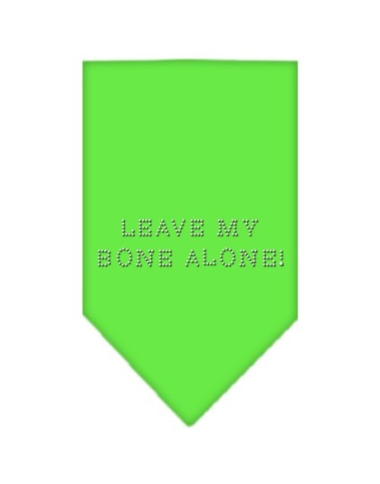 Leave My Bone Alone Rhinestone Bandana Lime Green Large