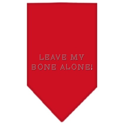 Leave My Bone Alone Rhinestone Bandana Red Large