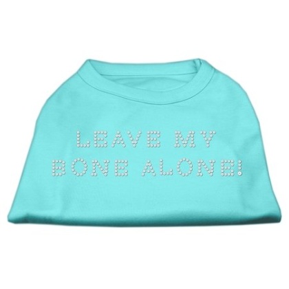 Leave My Bone Alone! Rhinestone Shirts Aqua L