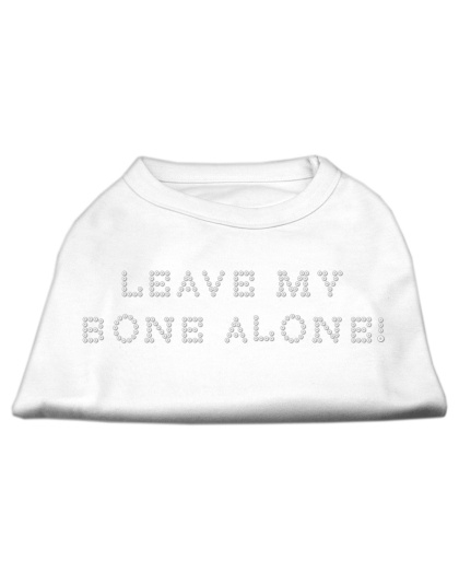 Leave My Bone Alone! Rhinestone Shirts White L