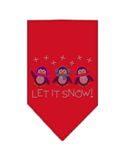 Let It Snow Penguins Rhinestone Bandana Red Large