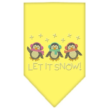 Let It Snow Penguins Rhinestone Bandana Yellow Large