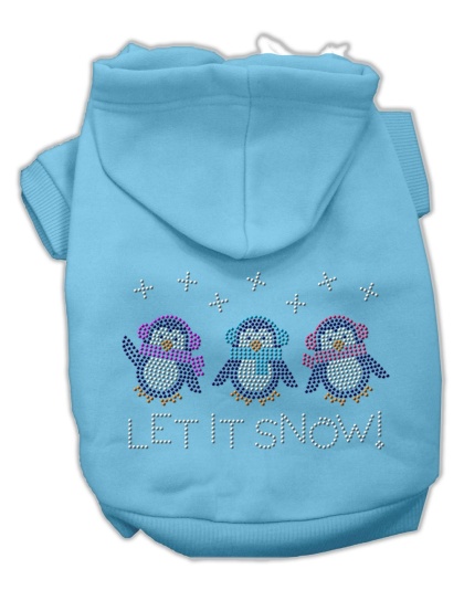 Let it Snow Penguins Rhinestone Hoodie Baby Blue L