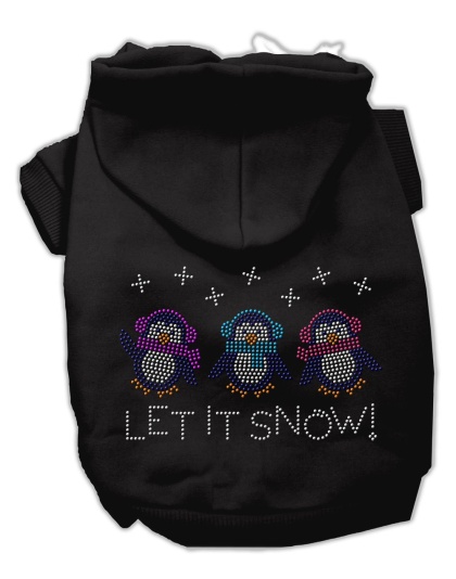 Let it Snow Penguins Rhinestone Hoodie Black L