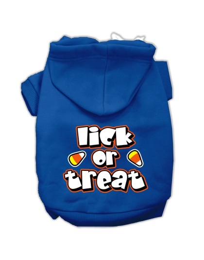 Lick Or Treat Screen Print Pet Hoodies Blue Size Lg