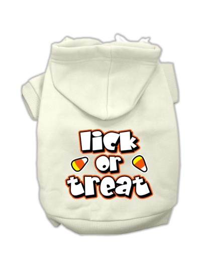 Lick Or Treat Screen Print Pet Hoodies Cream Size Lg