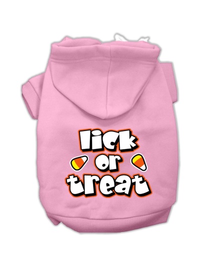 Lick Or Treat Screen Print Pet Hoodies Light Pink Size L