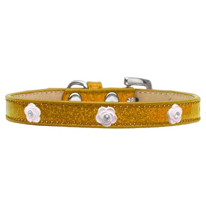 Light Pink Rose Widget Dog Collar Gold Ice Cream Size 10
