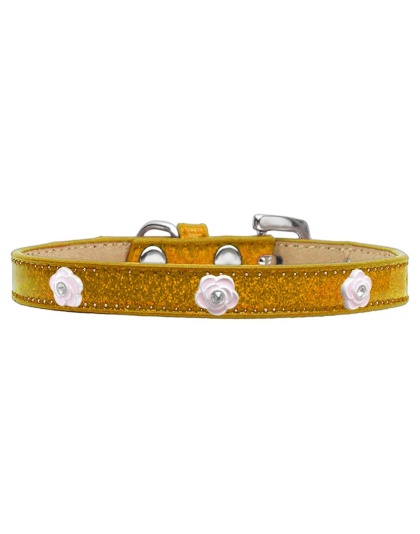Light Pink Rose Widget Dog Collar Gold Ice Cream Size 10