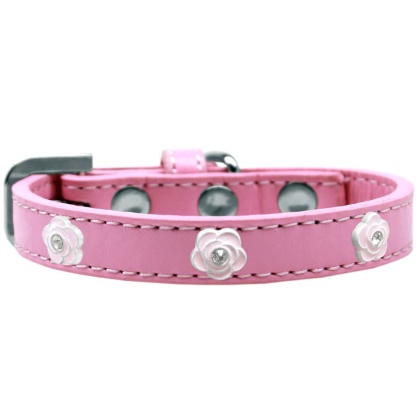 Light Pink Rose Widget Dog Collar Light Pink Size 10