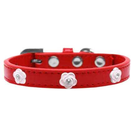 Light Pink Rose Widget Dog Collar Red Size 10